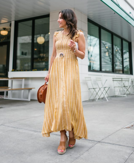 Wedge Sandals with Maxi Dress